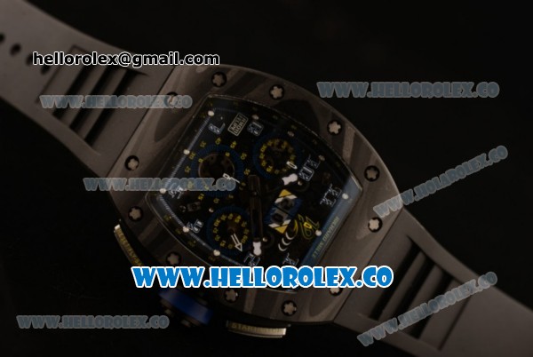 Richard Mille RM 011 Felipe Massa Chronograph Japanese Miyota 9015 Automatic Carbon Fibera Case with Skeleton Dial Arabic Numeral Markers and Carbon Fiber Strap (KV) - Click Image to Close